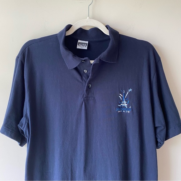 Paris France Eiffel Tower Logo Polo Top Navy Blue Size M - Picture 2 of 7